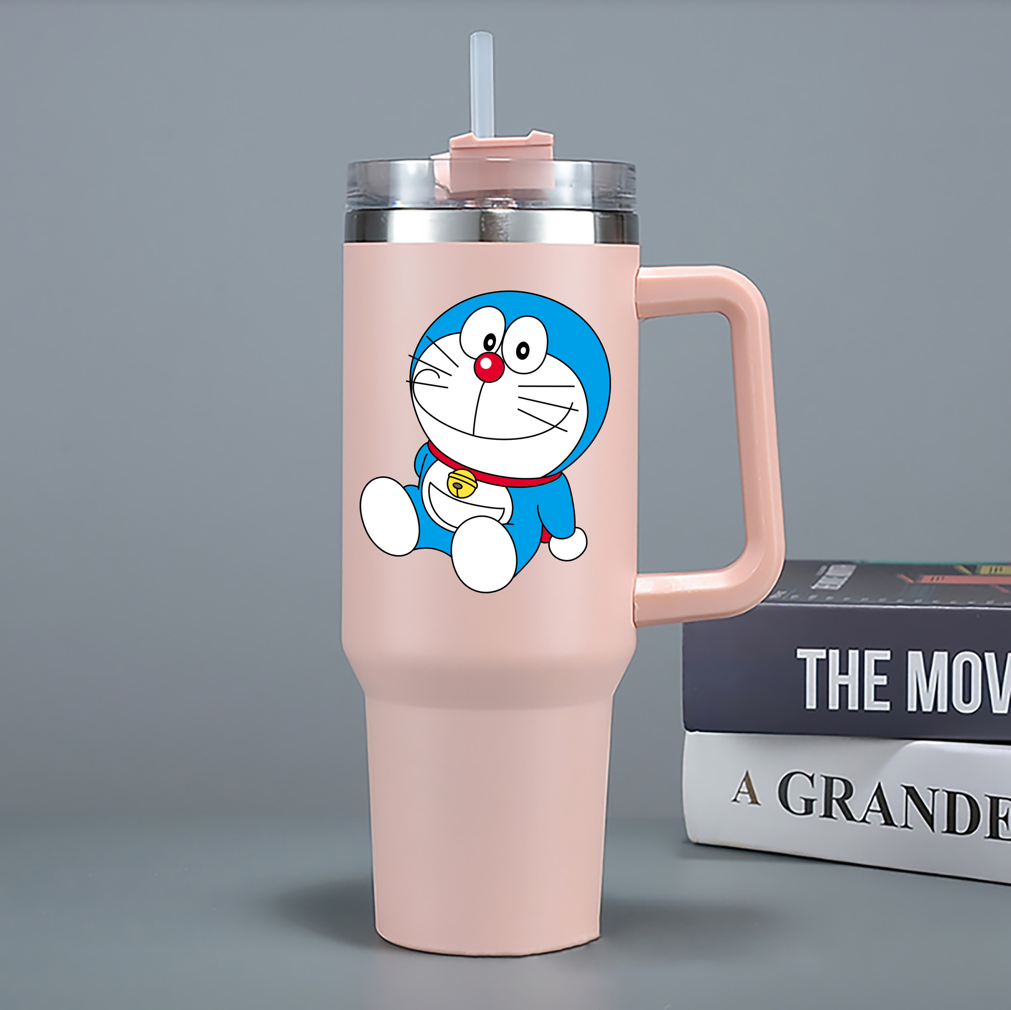 （画像用） ドラえもん Doraemon 1200mL車用タンブラー - クリスタルステッカー（プラスチックストロー付き）